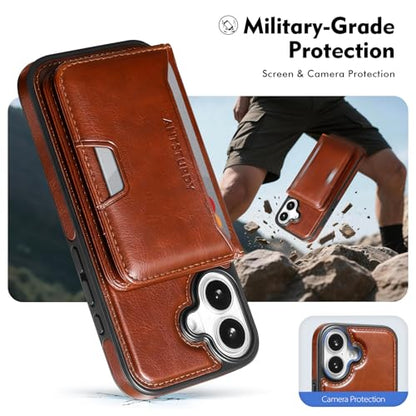 Antsturdy Compatible with MagSafe iPhone 17 Wallet Case,Brown | 2 in 1 Detachable Magnetic,Credit Card Holder Slots,RFID Blocking,PU Leather,Kickstand,Flip Folio Phone Cover for Men & Women - color: Brown, size: iPhone 17 - 6.3"