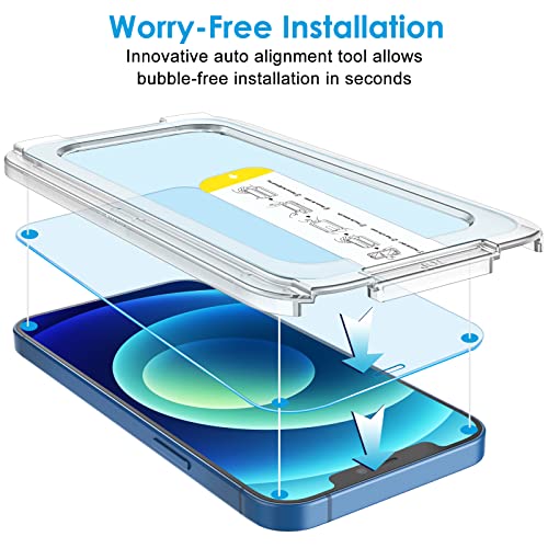 JETech One Touch Screen Protector for iPhone 12/12 Pro, 2-Pack - size: iPhone 12/12 Pro