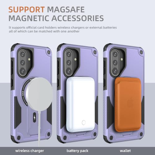 for Galaxy A37/A36-5G Case Military-Grade Dropproof Phone/Invisible Kickstand with MagSafe/HD Screen Protector, Protective Magnetic Phone Cover for Samsung Galaxy A37 4G/5G&A36 5G (Purple) - color: Purple