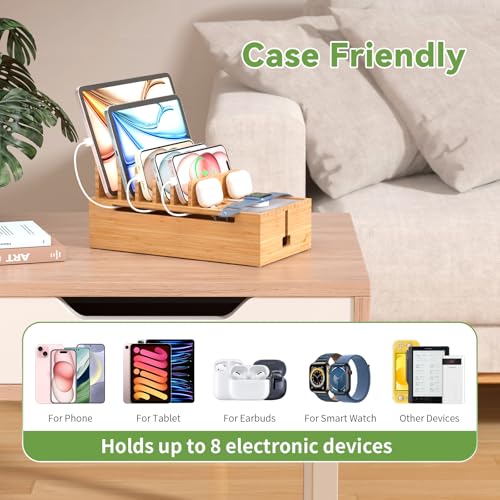 Pezin & Hulin Cell Phone Charging Station for Multi Devices-Natural Bamboo - color: Natural