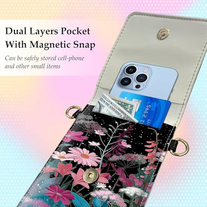 Small Crossbody Bags for Women Touchscreen Cell Phone Bag Cross Body Purses with adjustable Strap,Gifts For Teenage Girls - color: Wild Floral Plants