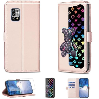 Case Compatible for UMIDIGI Power 5 Phone Case Flip Stand Cover [with Tempered Glass Screen Protector] JXX-Pink