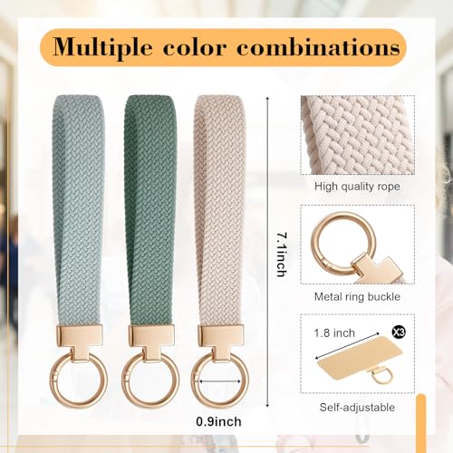 Bememo 3 Pcs Phone Wrist Strap - color: White, Light Green, Sage Green