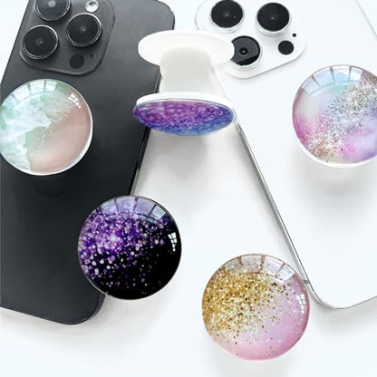 Magnetic Phone Grip Stand, Clear Crystal Glitter Collapsible Expanding Holder for Smartphones & Tablets, Gold Pink Glitter - size: Gold Glitter Pink