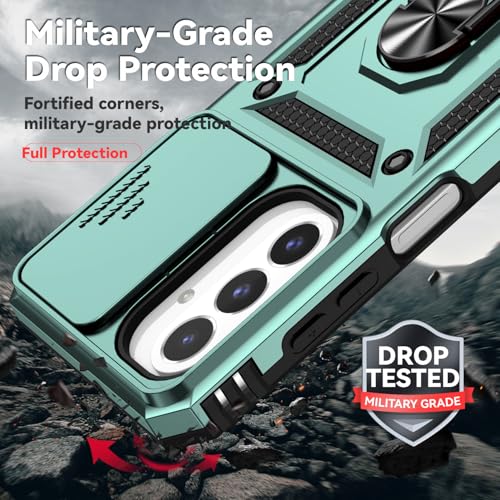 for Samsung Galaxy A17 / Galaxy A26 5G Case, with Slide Camera Cover Screen Protector [Military Grade Drop Tested] Ring Holder Kickstand Protective Phone Case for Samsung Galaxy A17, Dark Green - color: Dark Green w/ Slide Camera 2nd gen. Military Grade