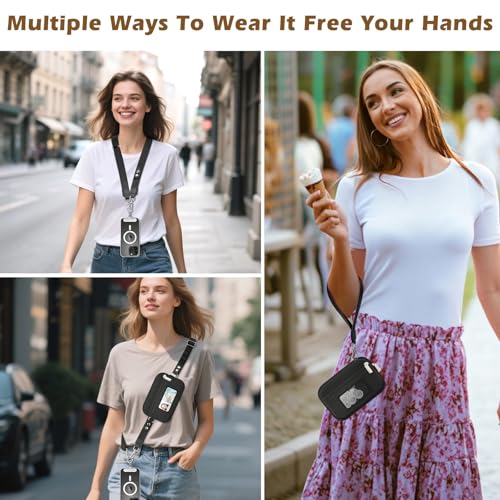 MoKo Adjustable Phone Crossbody Lanyard with Detachable RFID Wallet - color: Black
