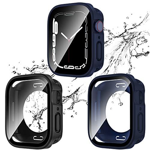 2-Pack Waterproof Case for 41mm Apple Watch Series 9/8/7 - color: Black/Blue, size: 41mm (Series 9/8/7)