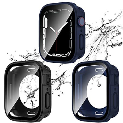 2-Pack Waterproof Case for 41mm Apple Watch Series 9/8/7 - color: Black/Blue, size: 41mm (Series 9/8/7)
