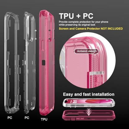 Follaroma for iPhone 12 Pro Max Case, 6.7 inch, Crystal Pink | Heavy Duty Shockproof Protection Phone Cases, Anti-Drop, Military Grade Dual Layer Transparent Rugged Protective Cover - color: Pink, size: iPhone 12 Pro Max 6.7‘’