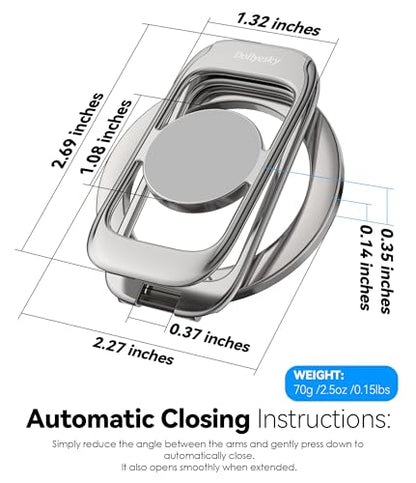 Magnetic Phone Ring Holder for MagSafe Phone Grip & Kickstand, Strong Dual-Sided Magnets Compatible with MagSafe Car Mount Gym for iPhone 17/16 Pro Max 15/14/13/12 and Android Phone Cases (Titanium) - color: Titanium