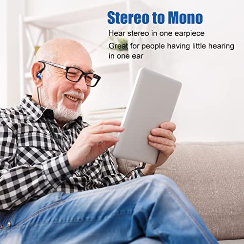Wired Stereo-to-Mono Single Earbud with Mic and Control, Right Ear Only