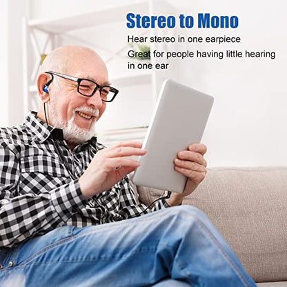 Wired Stereo-to-Mono Single Earbud with Mic and Control, Right Ear Only