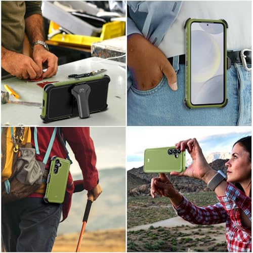 M MYBAT PRO for Samsung Galaxy S25 Plus Case with Belt Clip Holster - color: Army Green, size: Samsung Galaxy S25 Plus