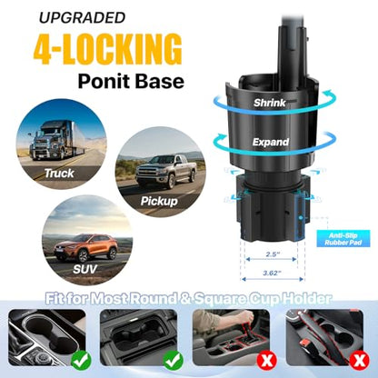 2-in-1 Cup Holder Phone Mount for Car - Upgraded Anti Shake