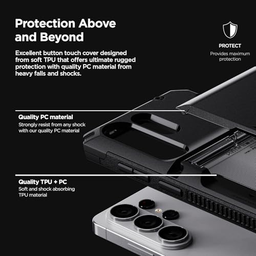 VRS DESIGN Damda Glide Pro for Samsung Galaxy S26 Ultra Case (2026), [US Patented] Semi-Automatic Card Holder Wallet Case [Stores 4 Cards], Heavy Duty Rugged Shockproof Protective Cover (Matte Black) - color: Matte Black
