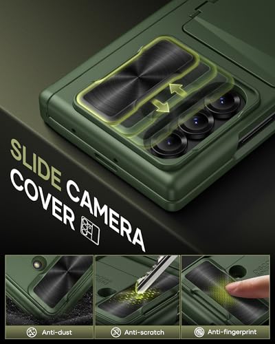 for Samsung Galaxy Z Fold 7 Case, Stand & Hinge Protection, Green - color: Green-Z