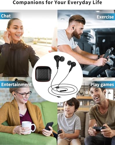 USB C Headphone for Samsung S26 S25 FE S24 A16 A17 Z Wired Earbuds Magnetic - color: Black