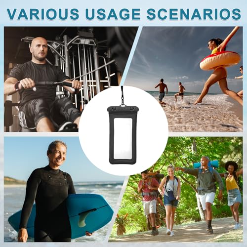 PATIKIL 3Pcs Waterproof Phone Pouch Floating No Sink Universal Cellphone Dry Bag Waterproof Phone Case for Kayaking Beach Swimming Hiking, Black - color: Black