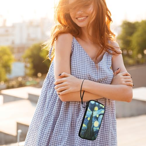 kwmobile Neoprene Sleeve for Smartphone Size XXL - 7" - Shock Absorbing Pouch Case - Protective Phone Bag - Starry Night Blue/Yellow - style: Starry Night 04-06