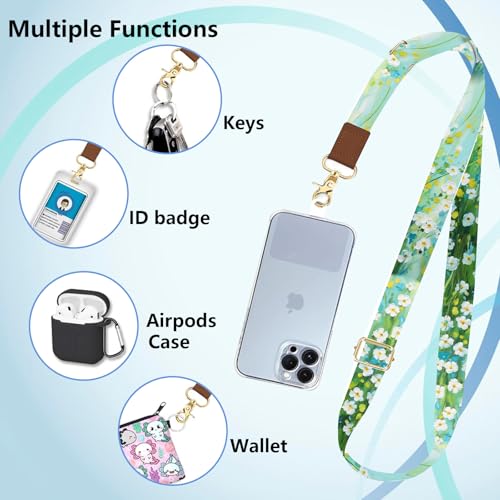Phone Lanyard Wrist Strap Crossbody Adjustable, Cell Phone Lanyard for Around The Neck Shoulder Wristlet Strap - color: Green Floral