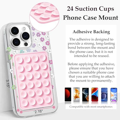 Anteel 2 Pack Silicone Suction Phone Case Mount, Non Slip Sticky Grip for Cellphone, Silicon Adhesive Suction Cup Mount, Strong Grip Holder for Selfies and Videos (LightPink&White) - color: LightPink&White