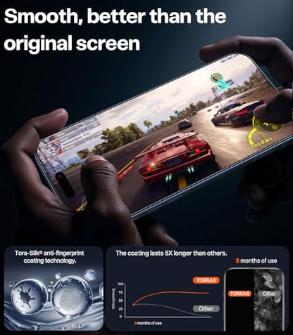 TORRAS 2-Pack for iPhone Air Screen Protector [12Ft Military-Grade Shatterproof] [9H+ Aerospace Tempered Glass] Anti-Scratch Full Coverage Fit - size: iPhone Air (6.5 inches)