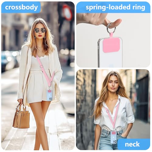 2 Pack Phone Lanyard Cell Phone Lanyard Crossbody Adjustable Phone Strap for Use Around the Neck Cell Phone Lanyard - color: Pink Color