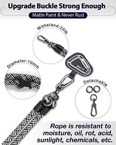 Cell Phone Lanyard ×1, Tether Tab ×2, Universal Adjustable Phone Strap, Crossbody, Neck Phone Lanyard, Rope Strap - color: White-black