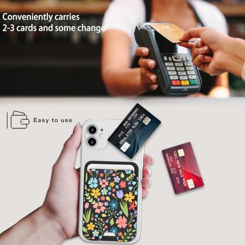for MagSafe Wallet,Magnetic Card Holder for Phone Case - color: Bright Floral