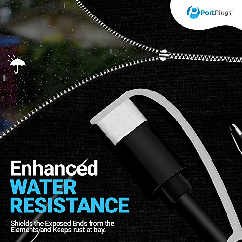 USB C Cable Dust Caps 5 Pack with Integrated Tether, Clear - color: Clear