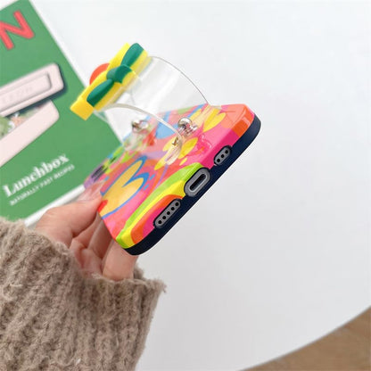 Lanyard Case Compatible with iPhone 15 Pro Case,Crossbody case with Strap and Wrist Band,Unique Cute Kawaii Colorful Painting Flowers Design for Girls and Women - color: For iPhone 15 Pro