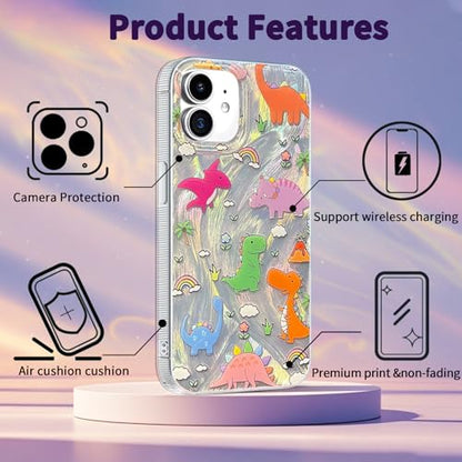 Compatible with iPhone 11 Case,with [Soft Slim][Camera Protection] Cute Kawaii Shiny Aesthetic Phone Cover Anti-Yellowing Shockproof Protective Cover for Women Girl-Dinosaurs - color: Dinosaurs, size: iPhone 11
