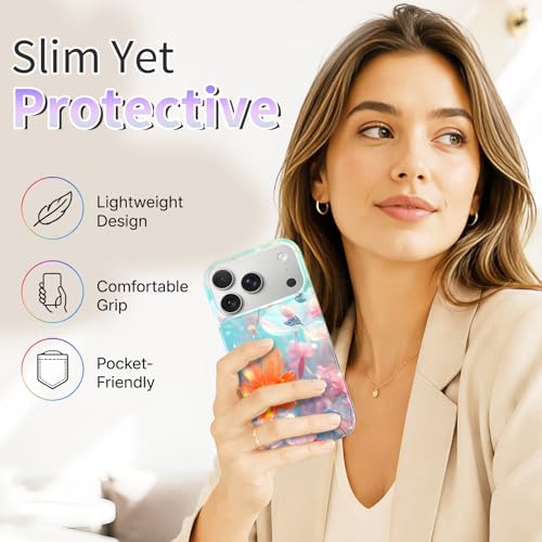Case Compatible with iPhone 17 Pro Max, 2025 Anti-Yellow Ultra Transparent Soft TPU Phone Case, Shockproof Anti-Slip Slim Lightweight Full Coverage Protective (Flowers 3) - color: Flowers 3