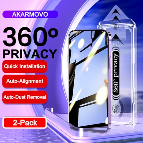 2 Pack 360 Degree Privacy Screen Protector for iPhone 14 Pro Max, [Auto-Alignment, Auto-Dust Removal] Easy Installation Full Coverage 4-Way Anti-Spy Tempered Glass Film - size: For iPhone 14 Pro Max-6.7 Inches