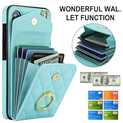Asuwish Phone Case for Samsung Galaxy S24 5G Wallet Cover with Tempered Glass Screen Protector and Crossbody Wrist Strap Ring RFID Blocking Credit Card Holder Leather Cell S 24 24S G5 Women Girls Teal - color: Teal