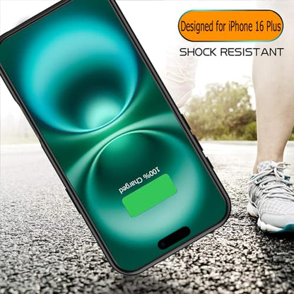 Battery Case for iPhone 16 Plus, Full Encircle 12000mAh High Capacity Rechargeable Portable Charger Case Extended Battery Pack for iPhone 16 Plus (6.7 inch) Wireless Charging Case with Carplay-Black - size: iPhone 16 Plus (6.7 inch)