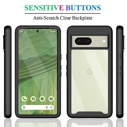 Compatible with Google Pixel 7 Case, Built in Screen Protector Full Body Shockproof Slim Fit Bumper Protective Phone Cover Men Women-Black/Clear - size: Google Pixel 7