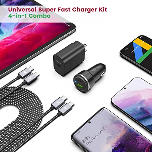 Super Fast Charger Type C Kit, VELOGK 25W PD/PPS USB C Wall/Car Charger - size: 3.3ft