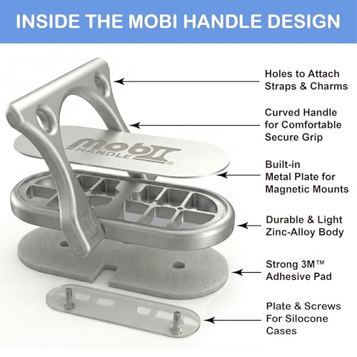 Patented 3-Finger Phone Grip & Stand - Comfortable & Secure Loop Holder for iPhone & Android - Ultra-Slim Zinc Alloy - Magnetic Mount Ready - Cell Phone Ring Alternative [Silver Matte] - color: Matte silver