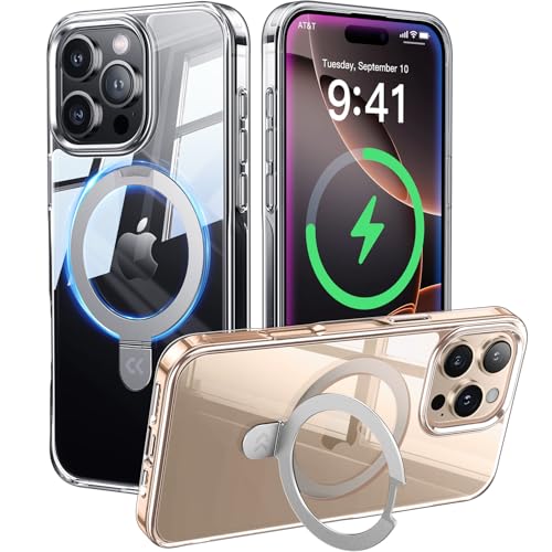 CASEKOO Ultra Magnetic Stand for iPhone 16 Pro Case Clear [Compatible with MagSafe] [16FT Military-Grade Protection] Transparent Slim Phone Ring 16 Pro Phone Cover 6.3 inch, Clear - color: Clear, size: for 16 Pro Case 6.3"