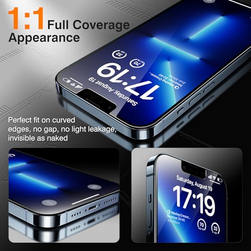 EZ-GLAZ-4+2 Pack for iPhone 13 Pro Privacy Screen Protector (6.1") - size: iPhone 13 Pro