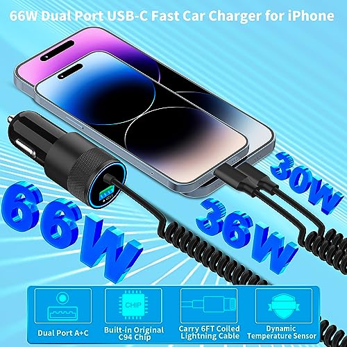 Apple MFi Certified iPhone Car Charger Fast Charging, 4.8A USB Car Charger - size: 6FT