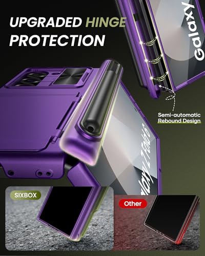 for Samsung Galaxy Z Fold 6 Case with Card Holder, Dark Purple - color: Dark Purple-P