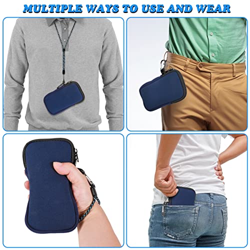 Pwsap Phone Sock, Universal Shock & Impact Resistant Neoprene Pouch with Carabiner and Lanyard Strap Sleeve Case for Hiking & Travelling Phone Bag Fits Phones up to 7 Inches, Blue, M - color: Blue, size: M