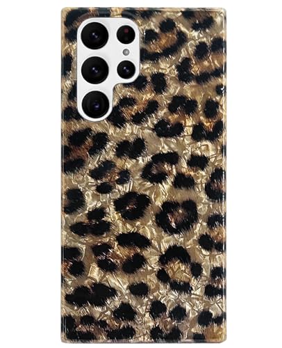 J.west Galaxy S22 Ultra Case 5G 6.8-inch, Phone Case S22 Ultra, Soft Sparkly Leopard Print Pearly Thinfoil Animal Design Women Girl Protective Case Phone Cover Compatible with Samsung S22Ultra - color: Wild Cheetah