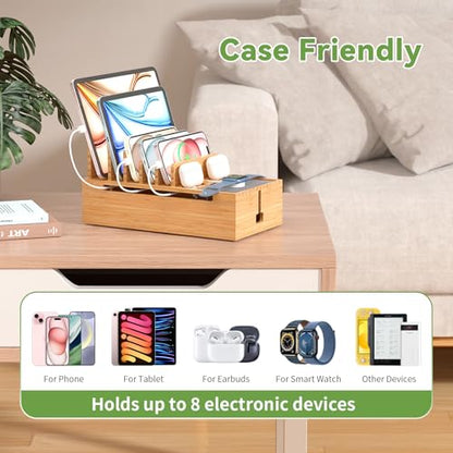 Pezin & Hulin Bamboo Charging Stand Rack, No Power Adapter Supply -Natural - color: Natural
