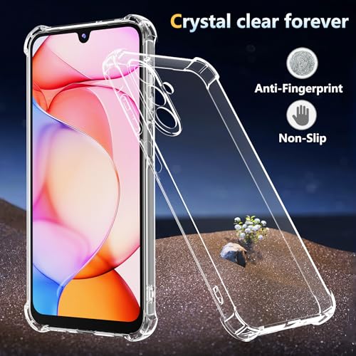 Phone Case for Samsung Galaxy A17 5G Case, Samsung A17 5G Case with Tempered Glass Screen Protector, Soft Flexible TPU Slim Fit Shockproof Phone Cover for Women Men Girls Boys (Clear) - color: Clear