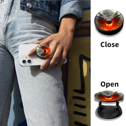 2 Pack Cell Phone Grip with Expanding Kickstand, Grey Flame Dragon - color: Grey Flame Dragon