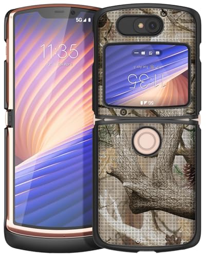 Grid Series for Motorola RAZR 5G (2020) Flip Phone Case - Camo | Slim Hard Shell Cover, Satisfying Texture, Matte, For Moto XT2071 - color: Autumn Camo (Black)