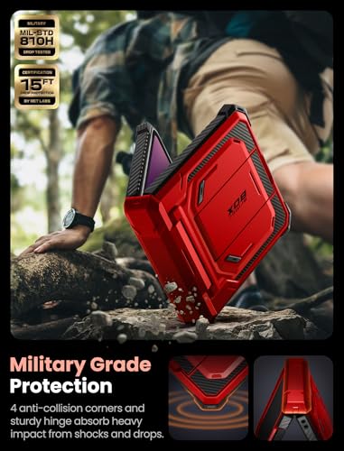 i-Blason for Samsung Galaxy Z Flip 7 Case with Stand & Belt-Clip, Red | Built-in Screen Protector, Hinge Protection, Belt-Clip, KickStand, Full-Body Protection, Military - color: Ruddy